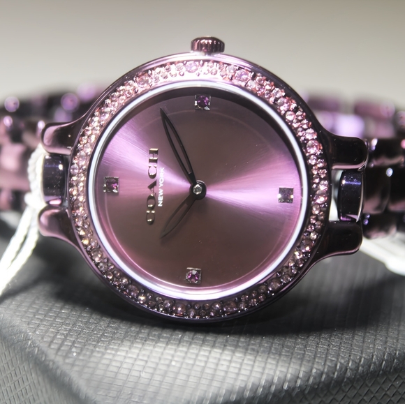 Coach Women Purple Stainless Steel Ion Plating Oyster Link Bracelet Watch 32mm main image 7